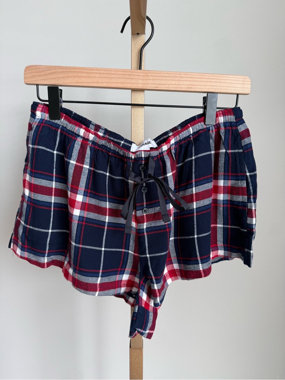 GARAGE Navy Red Plaid Flannel Shorts